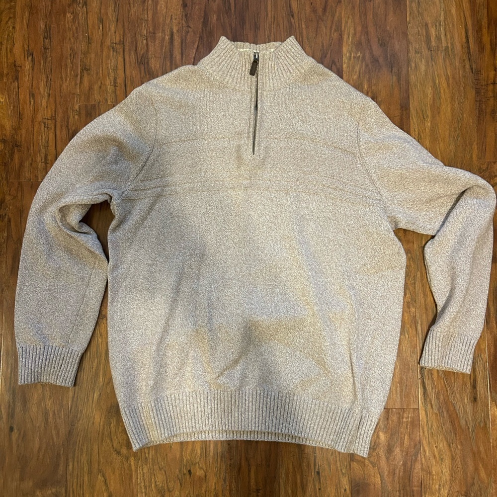 Dockers Tan Quarter Zip-Up Pullover Sweater Men’s Size Large Cotton